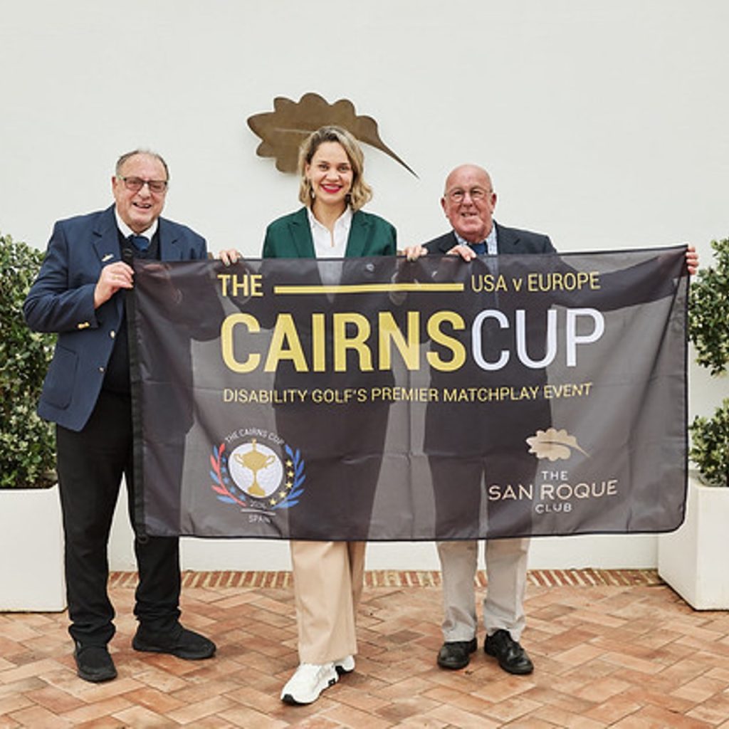 Ian Halliwell CEO, Steve Skitt and Fatima Munoz with Official Flag Handover for 2026 Cairns Cup